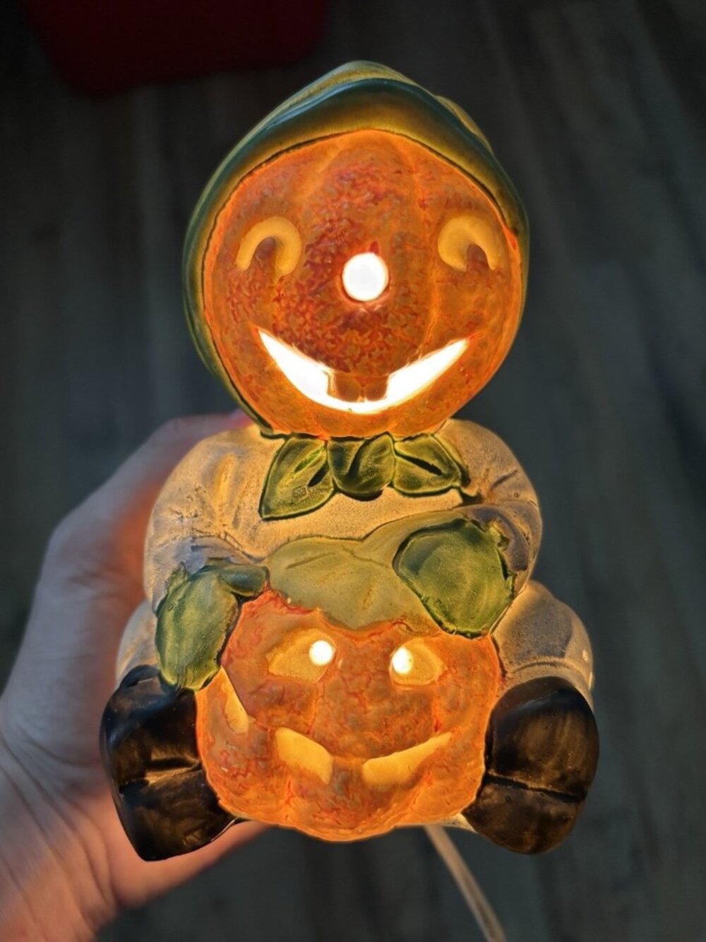 Vintage Brinns Pumpkin Scarecrow Porcelain Halloween Decoration